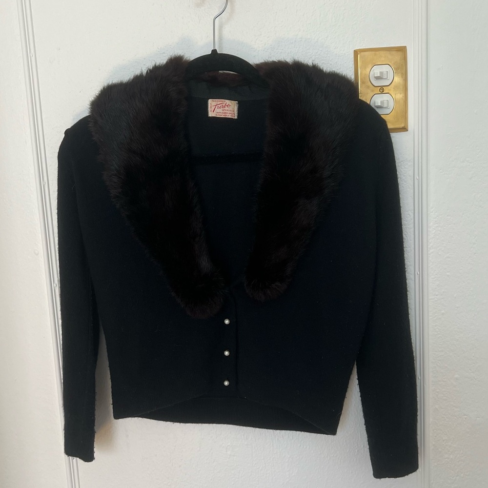 Vintage Fur Collar Cardigan